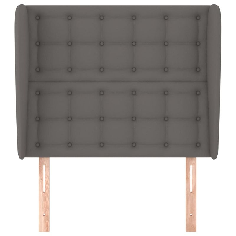 Casa si Gradina - Mobilier - Paturi si accesorii - Accesorii paturi - Tablie de pat cu aripioare gri 93x23x118/128 cm piele eco - Infinity.ro