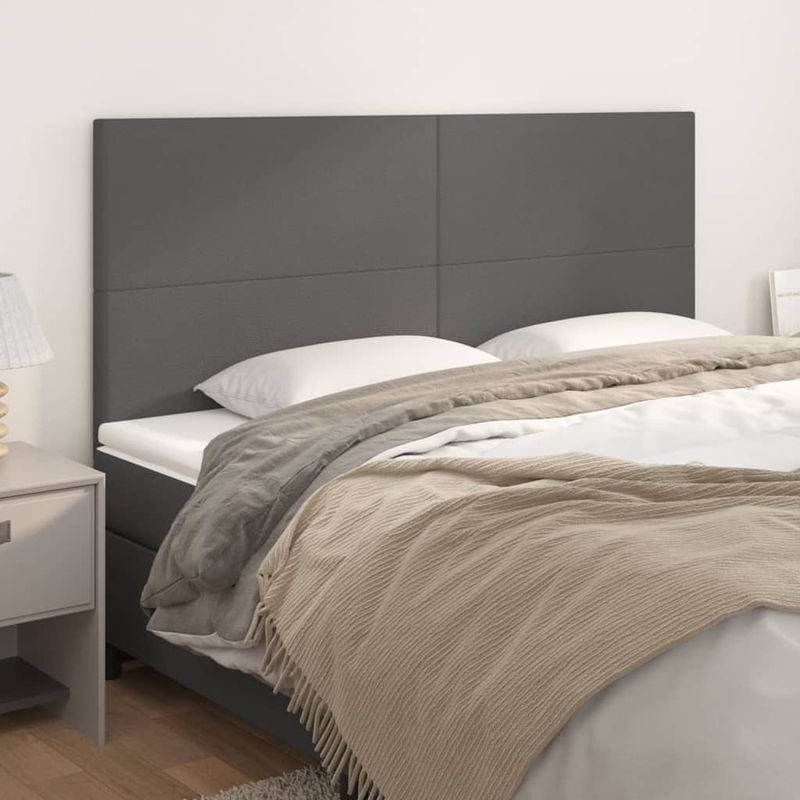 Casa si Gradina - Mobilier - Paturi si accesorii - Accesorii paturi - Tablii de pat, 4 buc, gri, 80x5x78/88 cm, piele ecologica - Infinity.ro