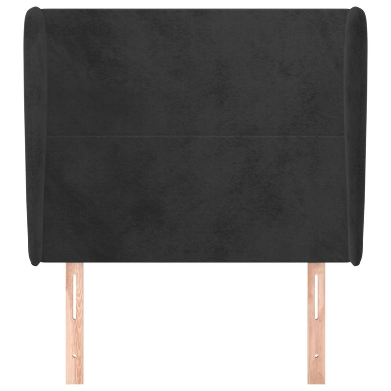 Casa si Gradina - Mobilier - Paturi si accesorii - Accesorii paturi - Tablie de pat cu aripioare, negru, 103x23x118/128 cm, catifea - Infinity.ro