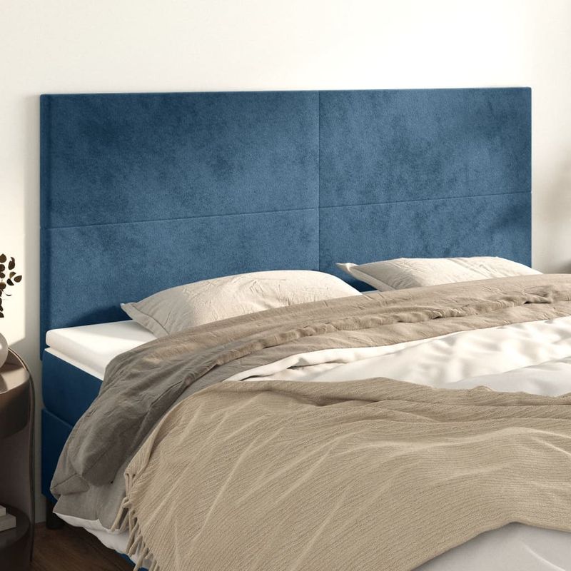 Casa si Gradina - Mobilier - Paturi si accesorii - Accesorii paturi - Tablii de pat, 4 buc, albastru inchis, 80x5x78/88 cm, catifea - Infinity.ro