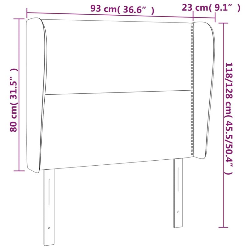 Casa si Gradina - Mobilier - Paturi si accesorii - Accesorii paturi - Tablie de pat cu aripioare gri 93x23x118/128 cm piele eco - Infinity.ro