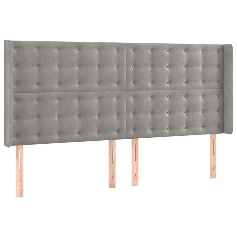 Casa si Gradina - Mobilier - Paturi si accesorii - Accesorii paturi - Tablie de pat cu LED, gri deschis, 203x16x118/128 cm, catifea - Infinity.ro