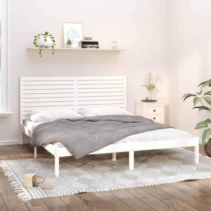 Casa si Gradina - Mobilier - Paturi si accesorii - Paturi - Cadru de pat Super King, alb, 180x200 cm, lemn masiv - Infinity.ro