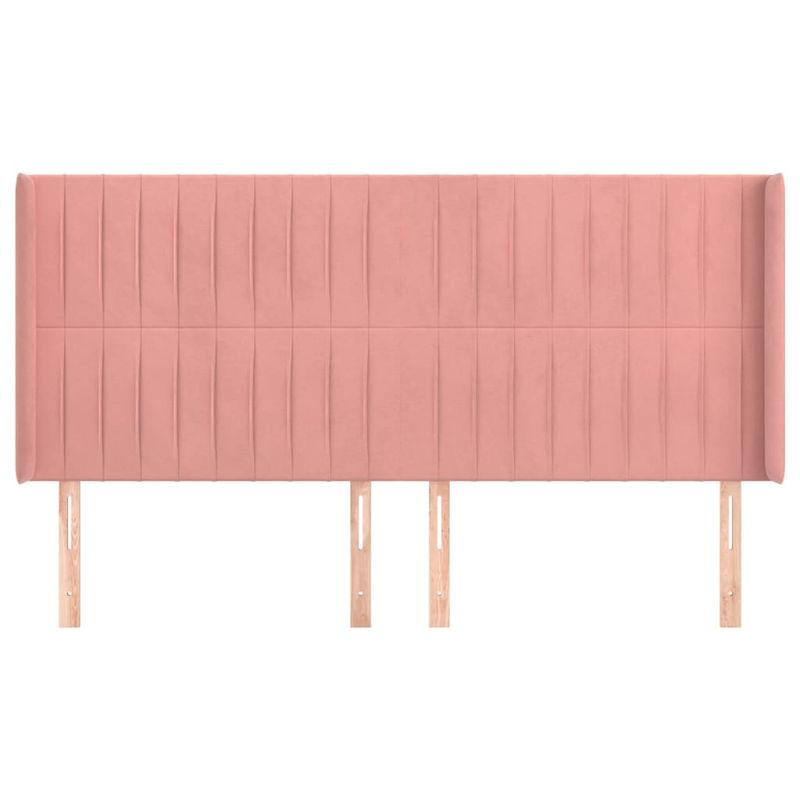 Casa si Gradina - Mobilier - Paturi si accesorii - Accesorii paturi - Tablie de pat cu aripioare, roz, 163x16x118/128 cm, catifea - Infinity.ro