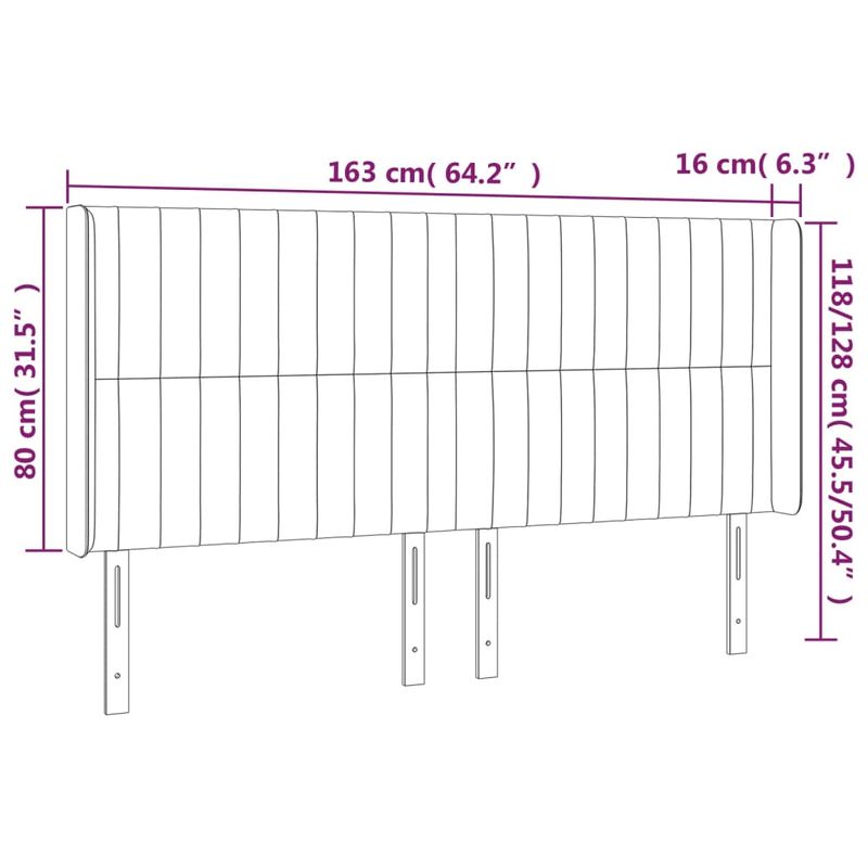 Casa si Gradina - Mobilier - Paturi si accesorii - Accesorii paturi - Tablie de pat cu aripioare, roz, 163x16x118/128 cm, catifea - Infinity.ro