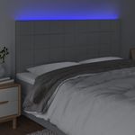 Casa si Gradina - Mobilier - Paturi si accesorii - Accesorii paturi - Tablie de pat cu LED, gri deschis, 180x5x118/128 cm, textil - Infinity.ro