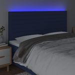 Casa si Gradina - Mobilier - Paturi si accesorii - Accesorii paturi - Tablie de pat cu LED, albastru, 160x5x118/128 cm, textil - Infinity.ro