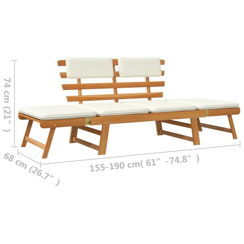Casa si Gradina - Gradina si terasa - Mobilier exterior - Bancute de gradina - Banca de gradina 2-in-1, cu perne, 190 cm, lemn masiv de acacia - Infinity.ro