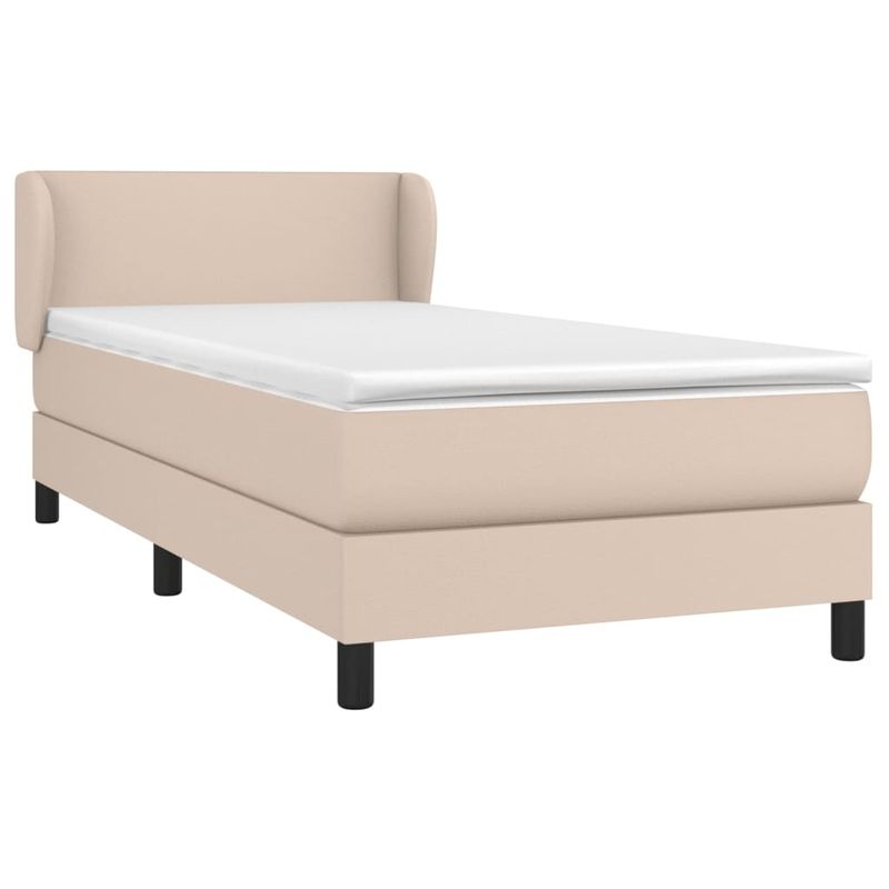 Casa si Gradina - Mobilier - Paturi si accesorii - Paturi - Pat box spring cu saltea, cappuccino, 100x200cm piele ecologica - Infinity.ro