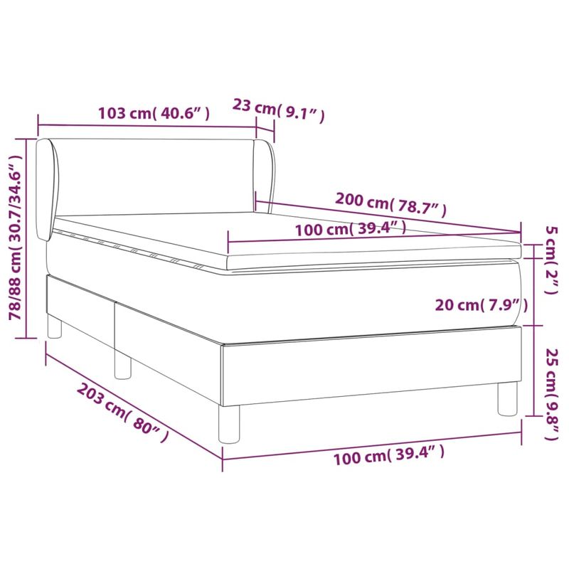 Casa si Gradina - Mobilier - Paturi si accesorii - Paturi - Pat box spring cu saltea, cappuccino, 100x200cm piele ecologica - Infinity.ro