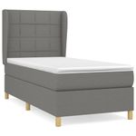 Casa si Gradina - Mobilier - Paturi si accesorii - Paturi - Pat box spring cu saltea, gri inchis, 80x200 cm, textil - Infinity.ro