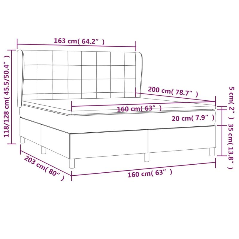Casa si Gradina - Mobilier - Paturi si accesorii - Paturi - Pat box spring cu saltea, maro inchis, 160x200 cm, textil - Infinity.ro