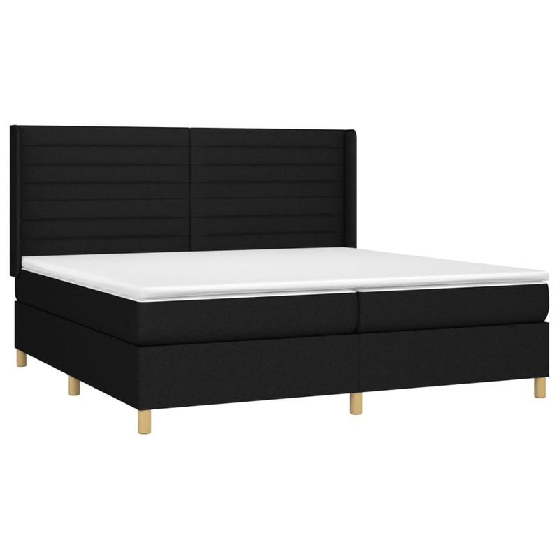 Casa si Gradina - Mobilier - Paturi si accesorii - Paturi - Pat box spring cu saltea, negru, 200x200 cm, textil - Infinity.ro