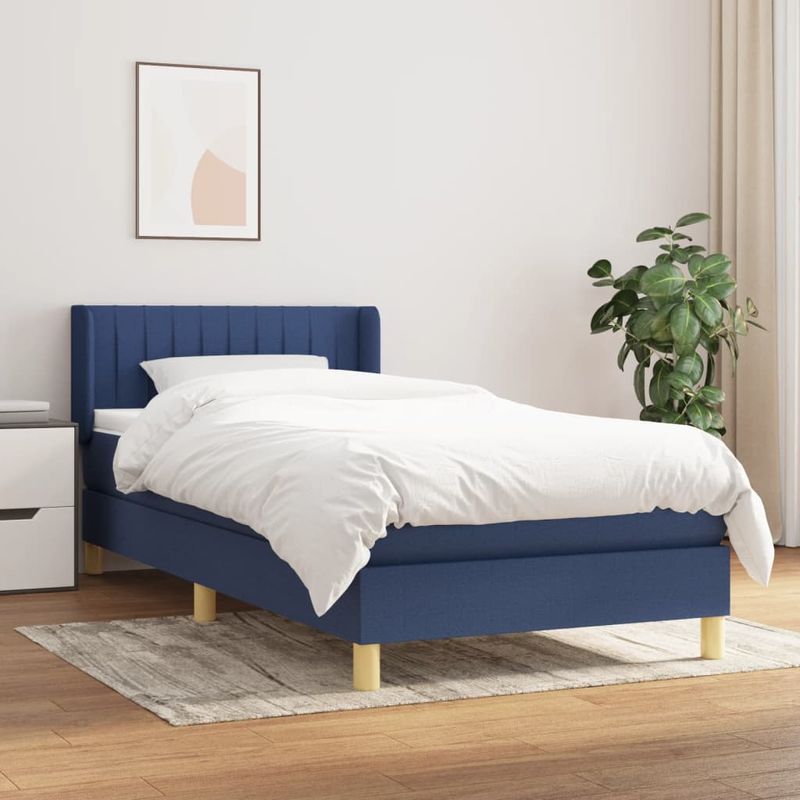 Casa si Gradina - Mobilier - Paturi si accesorii - Paturi - Pat box spring cu saltea, albastru, 80x200 cm, textil - Infinity.ro