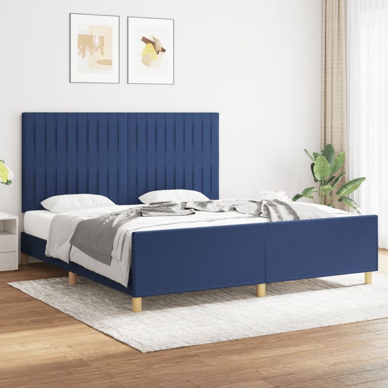 Casa si Gradina - Mobilier - Paturi si accesorii - Paturi - Cadru de pat cu tablie, albastru, 180x200 cm, textil - Infinity.ro