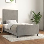 Casa si Gradina - Mobilier - Paturi si accesorii - Paturi - Cadru de pat cu tablie, gri deschis, 100x200 cm, catifea - Infinity.ro