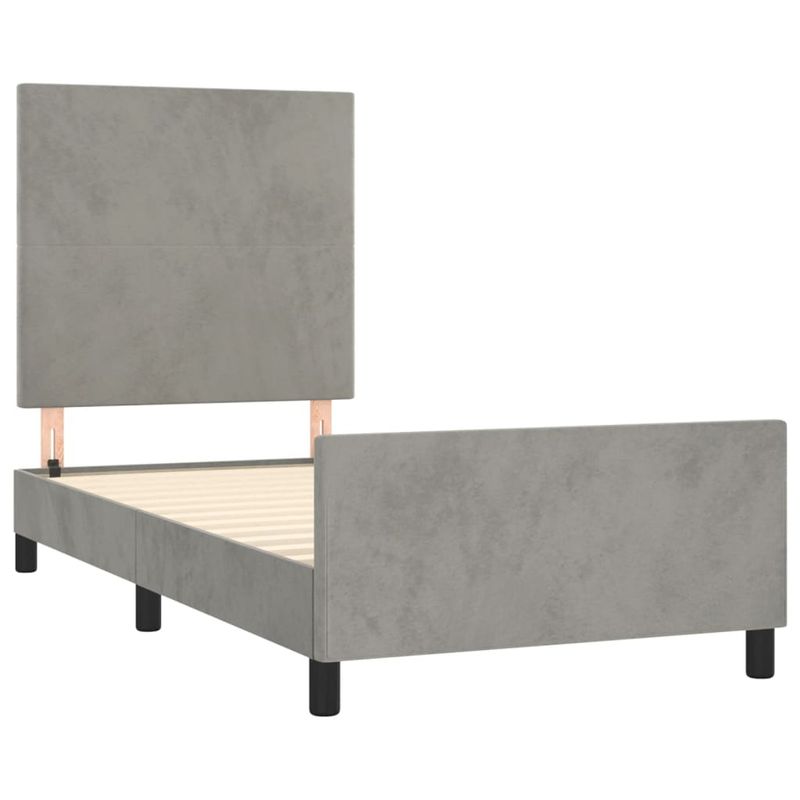 Casa si Gradina - Mobilier - Paturi si accesorii - Paturi - Cadru de pat cu tablie, gri deschis, 100x200 cm, catifea - Infinity.ro