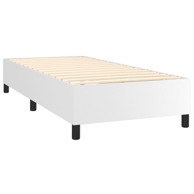 Casa si Gradina - Mobilier - Paturi si accesorii - Paturi - Pat continental cu saltea & LED, alb, 90x200 cm, piele eco - Infinity.ro