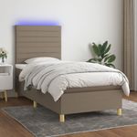 Casa si Gradina - Mobilier - Paturi si accesorii - Paturi - Pat cu arcuri, saltea si LED, gri taupe, 90x200 cm, textil - Infinity.ro