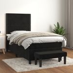 Casa si Gradina - Mobilier - Paturi si accesorii - Paturi - Pat box spring cu saltea, negru, 100x200 cm, catifea - Infinity.ro