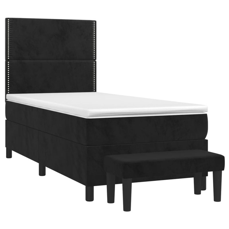Casa si Gradina - Mobilier - Paturi si accesorii - Paturi - Pat box spring cu saltea, negru, 100x200 cm, catifea - Infinity.ro
