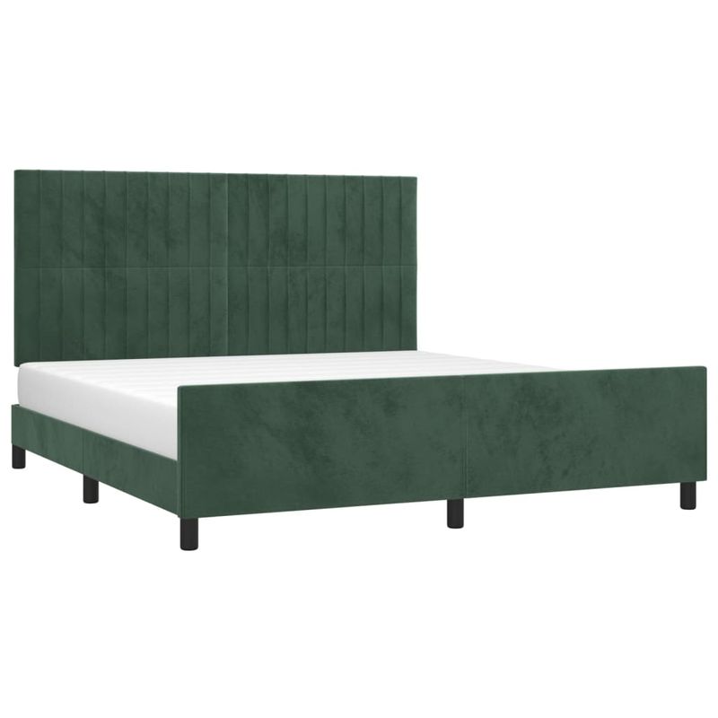 Casa si Gradina - Mobilier - Paturi si accesorii - Paturi - Cadru de pat cu tablie, verde inchis, 180x200 cm, catifea - Infinity.ro