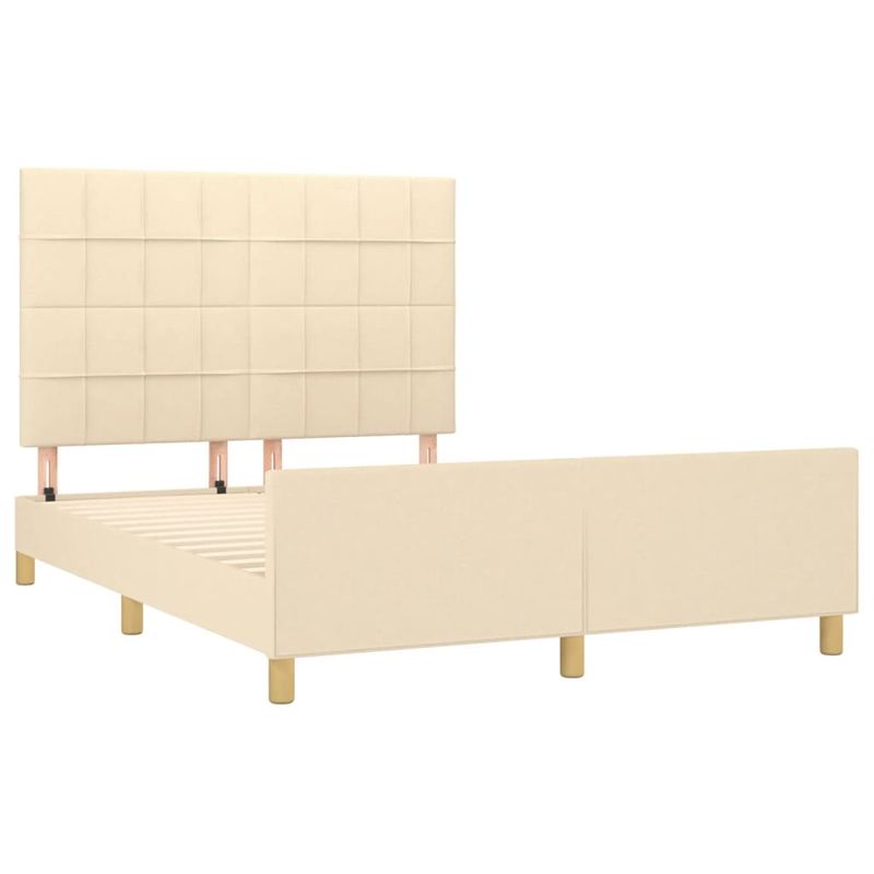 Casa si Gradina - Mobilier - Paturi si accesorii - Paturi - Cadru de pat cu tablie, crem, 140x190 cm, textil - Infinity.ro