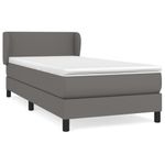 Casa si Gradina - Mobilier - Paturi si accesorii - Paturi - Pat box spring cu saltea, gri, 80x200 cm, piele ecologica - Infinity.ro