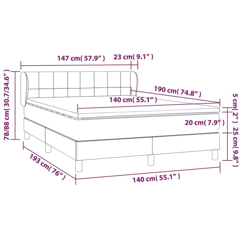 Casa si Gradina - Mobilier - Paturi si accesorii - Paturi - Pat box spring cu saltea, albastru inchis, 140x190 cm, catifea - Infinity.ro