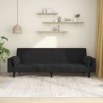 Casa si Gradina - Mobilier - Canapele si coltare - Canapele - Canapea extensibila cu 2 locuri, 2 perne, negru, catifea - Infinity.ro