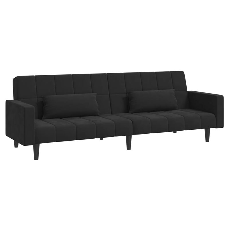 Casa si Gradina - Mobilier - Canapele si coltare - Canapele - Canapea extensibila cu 2 locuri, 2 perne, negru, catifea - Infinity.ro