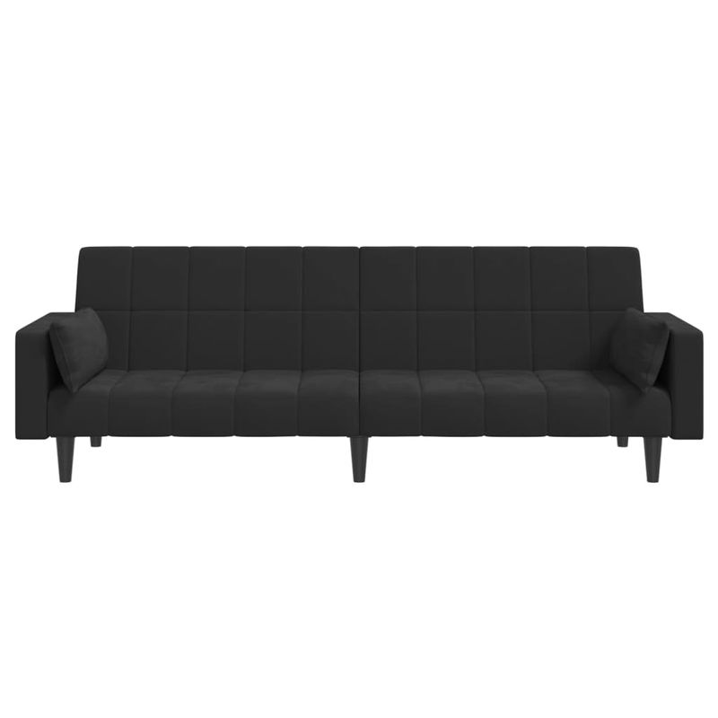 Casa si Gradina - Mobilier - Canapele si coltare - Canapele - Canapea extensibila cu 2 locuri, 2 perne, negru, catifea - Infinity.ro
