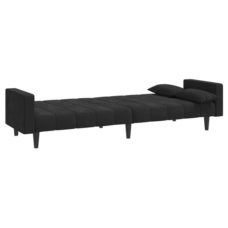 Casa si Gradina - Mobilier - Canapele si coltare - Canapele - Canapea extensibila cu 2 locuri, 2 perne, negru, catifea - Infinity.ro