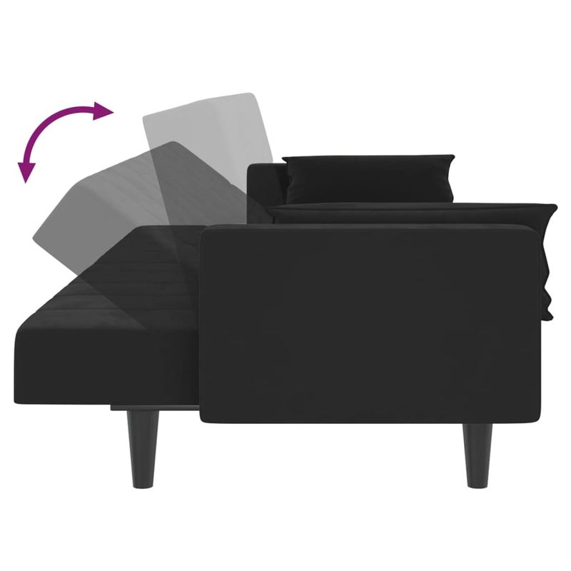 Casa si Gradina - Mobilier - Canapele si coltare - Canapele - Canapea extensibila cu 2 locuri, 2 perne, negru, catifea - Infinity.ro