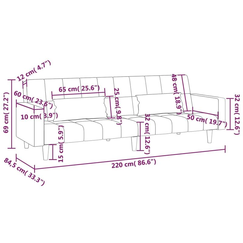 Casa si Gradina - Mobilier - Canapele si coltare - Canapele - Canapea extensibila cu 2 locuri, 2 perne, negru, catifea - Infinity.ro