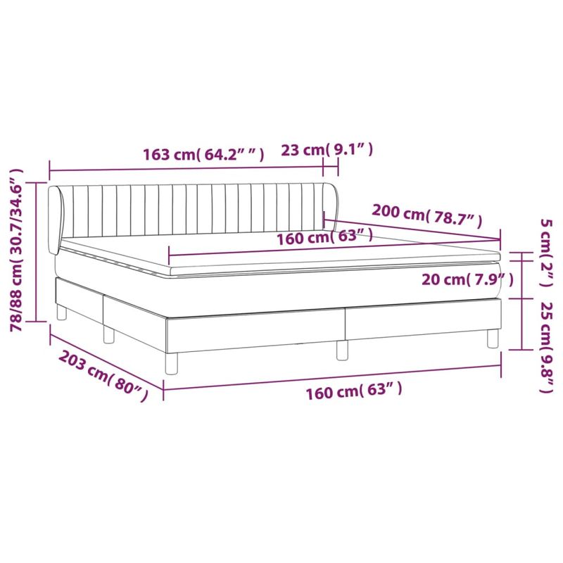 Casa si Gradina - Mobilier - Paturi si accesorii - Paturi - Pat box spring cu saltea, crem, 160x200 cm, material textil - Infinity.ro