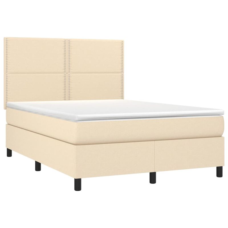 Casa si Gradina - Mobilier - Paturi si accesorii - Paturi - Pat cu arcuri, saltea si LED, crem, 140x190 cm, textil - Infinity.ro