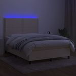 Casa si Gradina - Mobilier - Paturi si accesorii - Paturi - Pat cu arcuri, saltea si LED, crem, 140x190 cm, textil - Infinity.ro