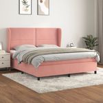 Casa si Gradina - Mobilier - Paturi si accesorii - Paturi - Pat box spring cu saltea, roz, 180x200 cm, catifea - Infinity.ro