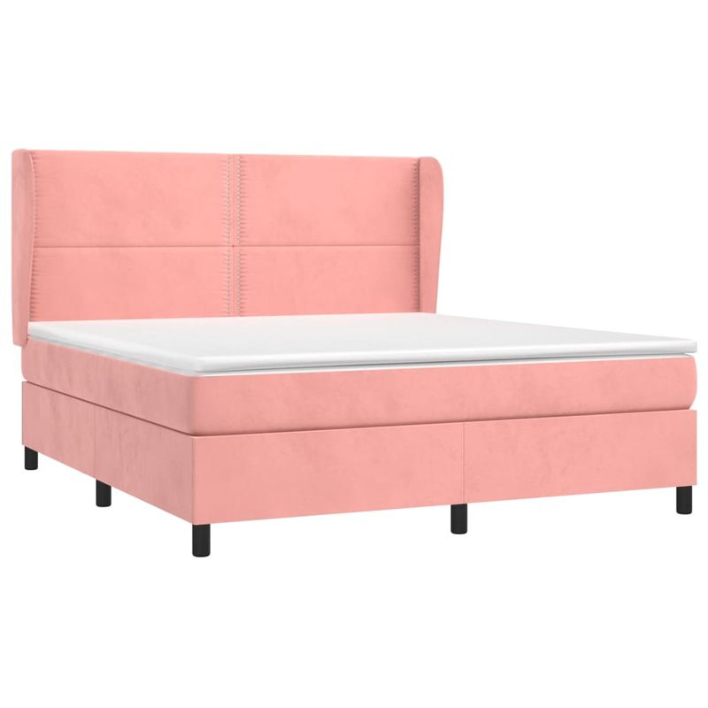 Casa si Gradina - Mobilier - Paturi si accesorii - Paturi - Pat box spring cu saltea, roz, 180x200 cm, catifea - Infinity.ro