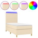 Casa si Gradina - Mobilier - Paturi si accesorii - Paturi - Pat cu arcuri, saltea si LED, crem, 80x200 cm, textil - Infinity.ro