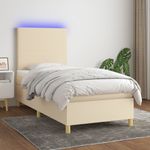 Casa si Gradina - Mobilier - Paturi si accesorii - Paturi - Pat cu arcuri, saltea si LED, crem, 80x200 cm, textil - Infinity.ro