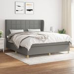 Casa si Gradina - Mobilier - Paturi si accesorii - Paturi - Pat continental cu saltea, gri inchis, 160x200 cm, tesatura - Infinity.ro
