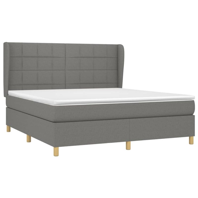 Casa si Gradina - Mobilier - Paturi si accesorii - Paturi - Pat continental cu saltea, gri inchis, 160x200 cm, tesatura - Infinity.ro