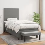 Casa si Gradina - Mobilier - Paturi si accesorii - Paturi - Pat box spring cu saltea, gri inchis, 90x190 cm, textil - Infinity.ro