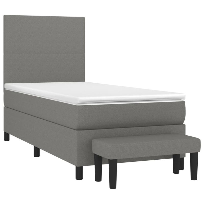 Casa si Gradina - Mobilier - Paturi si accesorii - Paturi - Pat box spring cu saltea, gri inchis, 90x190 cm, textil - Infinity.ro