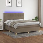 Casa si Gradina - Mobilier - Paturi si accesorii - Paturi - Pat cu arcuri, saltea si LED, gri taupe, 180x200 cm, textil - Infinity.ro