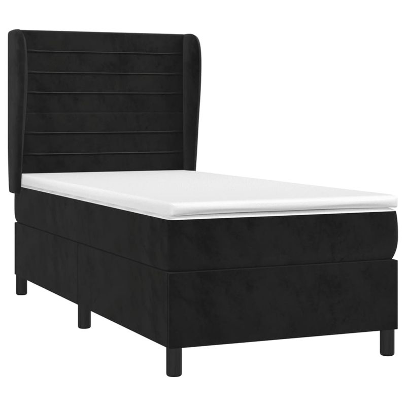 Casa si Gradina - Mobilier - Paturi si accesorii - Paturi - Pat box spring cu saltea, negru, 100x200 cm, catifea - Infinity.ro