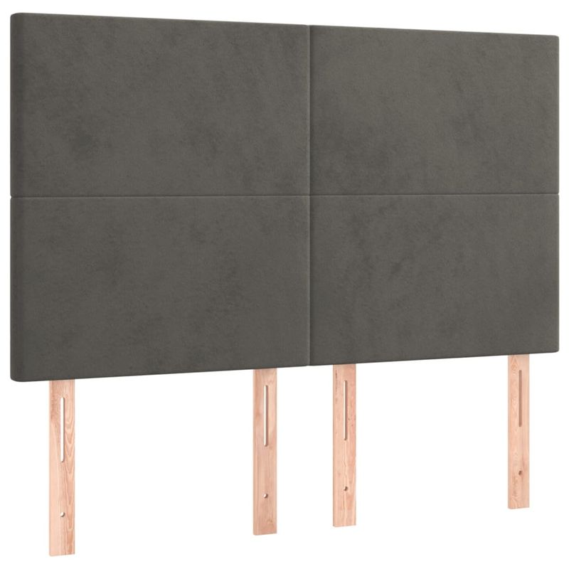 Casa si Gradina - Mobilier - Paturi si accesorii - Paturi - Pat box spring cu saltea, gri inchis, 140x190 cm, catifea - Infinity.ro