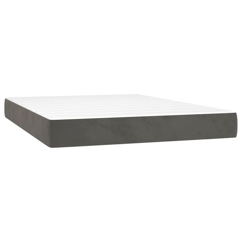 Casa si Gradina - Mobilier - Paturi si accesorii - Paturi - Pat box spring cu saltea, gri inchis, 140x190 cm, catifea - Infinity.ro